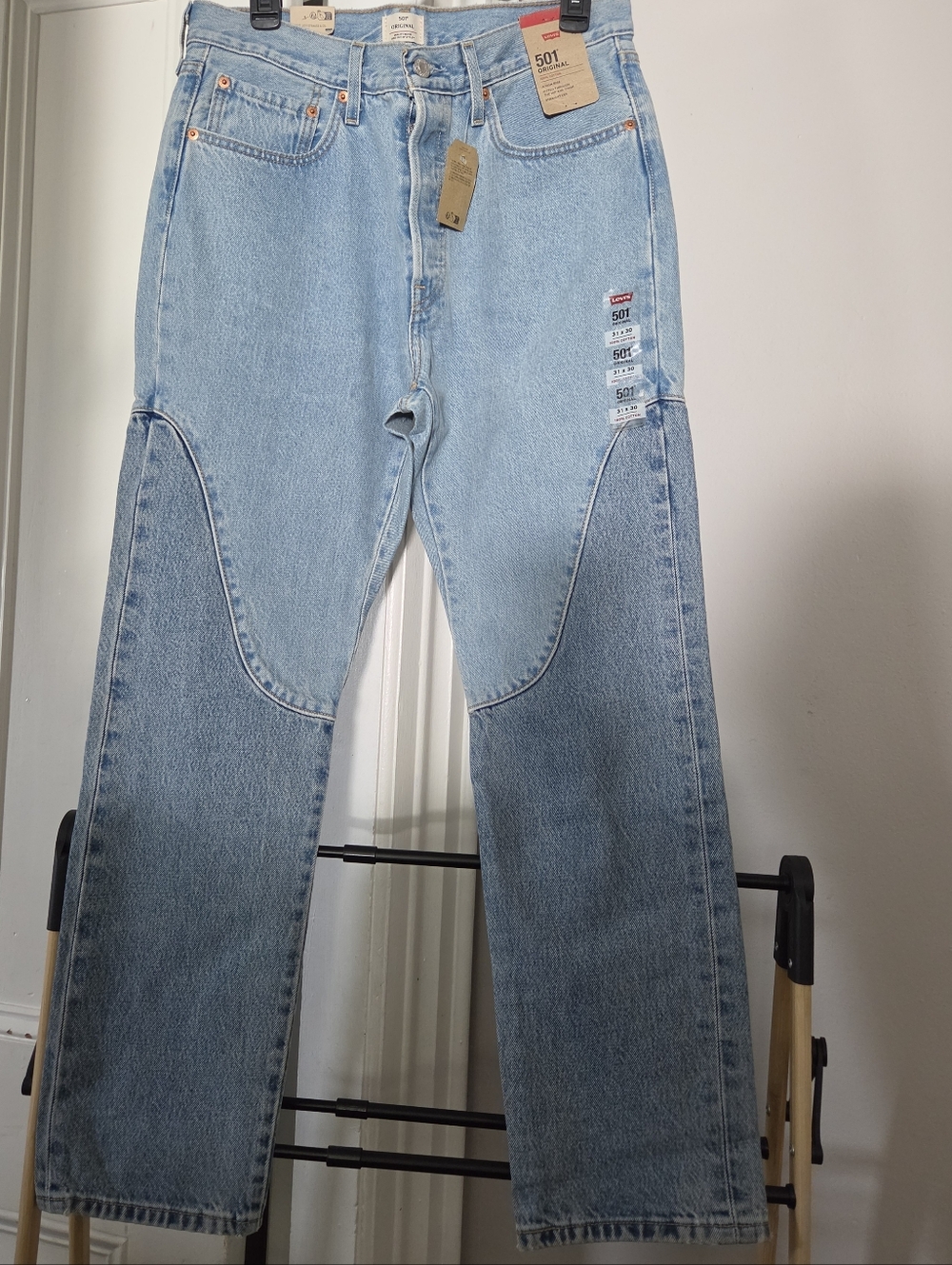 NWT Levi's Premium 501 Original "Chap" High-Rise Straight Leg Jeans - Two-Tone